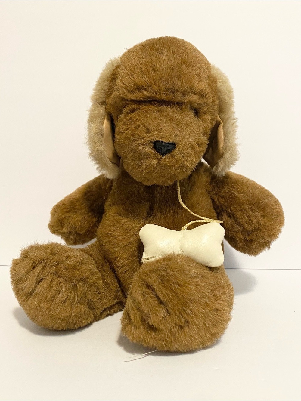 Gund 1984 Puppy Dog Plush with Bone Vintage Stuffed Animal Toy 80s Brown 11”